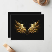 Carte De Correspondance Ailes d'Ange d'or sur arrière - plan noir (Devant/Arrière en situation)
