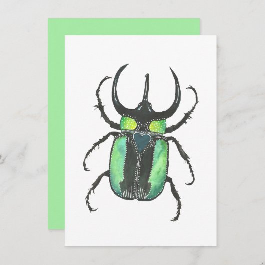 Carte De Correspondance Aimer Bug Atlas Beetle Aquarelle Valentine (Devant / Derrière)