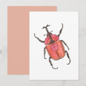 Carte De Correspondance Aimer Bug Rhinoceros Beetle Aquarelle Valentine (Devant / Derrière)