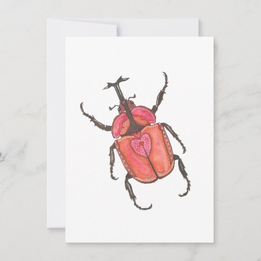 Carte De Correspondance Aimer Bug Rhinoceros Beetle Aquarelle Valentine (Devant)