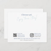 Carte De Correspondance Airbnb and Rental Property Custom Welcome Note (Devant / Derrière)