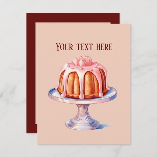 Carte De Correspondance Ajouter un message sur le gâteau Cute Bundt (Devant / Derrière)