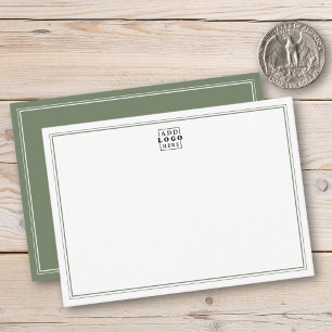 Carte De Correspondance Ajoutez Votre Logo Double Bordure Vert Sauge Entre