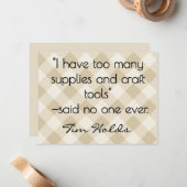 Carte De Correspondance All-Occasion Name Khaki and Cream Plaid Flat (Devant/Arrière en situation)