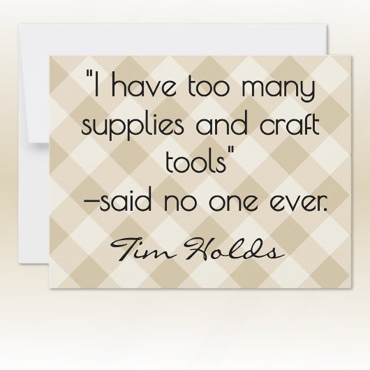 Carte De Correspondance All-Occasion Name Khaki and Cream Plaid Flat