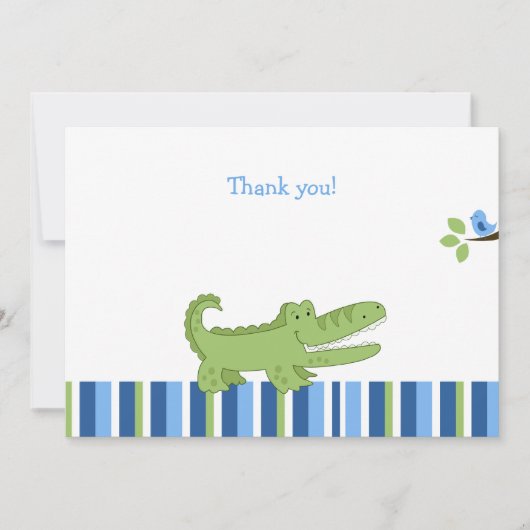 Carte De Correspondance Alligator Flat Merci note - Bleu/Vert (Devant)