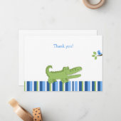 Carte De Correspondance Alligator Flat Merci note - Bleu/Vert (Devant/Arrière en situation)