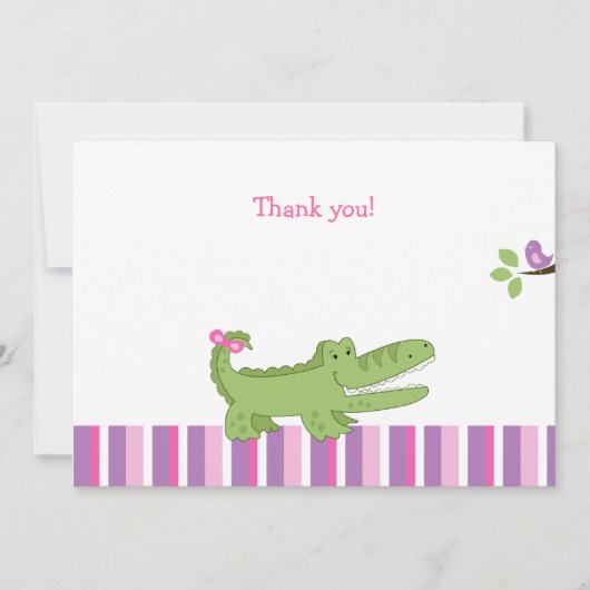 Carte De Correspondance Alligator Flat Merci note - Rose/Vert (Devant)