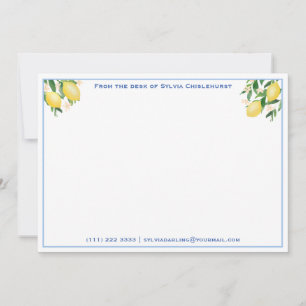 Carte De Correspondance Amalfi Lemons Vintage Carrelage bleu Merci douche