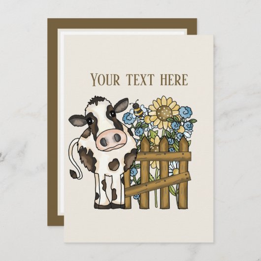 Carte De Correspondance Amateurs de vache mignonne ajouter un message (Devant / Derrière)