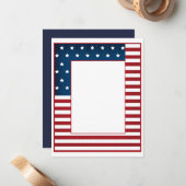 Carte De Correspondance American print marine rouge blanc rayé (Devant/Arrière en situation)