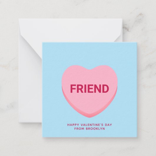 Carte De Correspondance Ami conversation bleue coeur Saint Valentin (Devant)