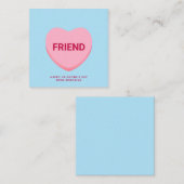 Carte De Correspondance Ami conversation bleue coeur Saint Valentin (Devant / Derrière)