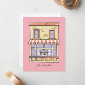 Carte De Correspondance AMIS™ | Central Perk Cartoon Coffee Shop (Devant/Arrière en situation)