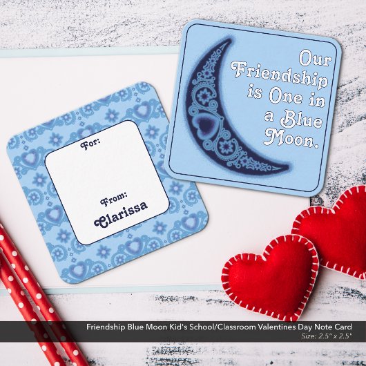 Carte De Correspondance Amitié Blue Moon École pour enfants Saint-Valentin