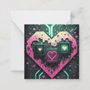 Carte De Correspondance Amour Design avec Coeur Pixelé
