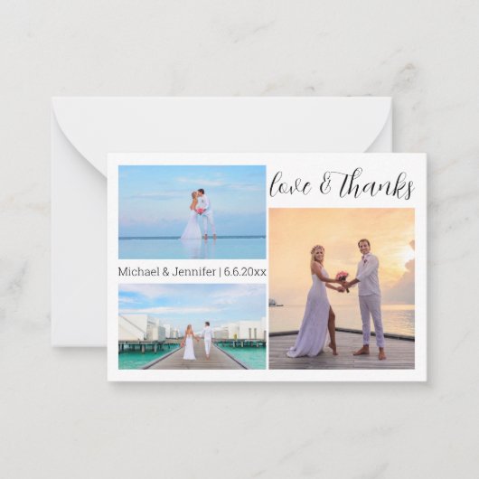 Carte De Correspondance amour et merci 3 photos budget merci (Devant)