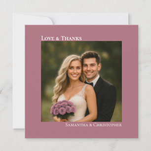Carte De Correspondance Amour & Remerciements Photo de mariage Minimal Dus