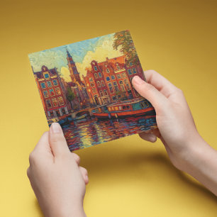 Carte De Correspondance Amsterdam canal maisons de style van Gogh