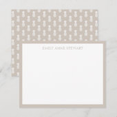Carte De Correspondance Ananas blanc préppy sur beige (Devant / Derrière)