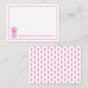 Carte De Correspondance Ananas rose tropicale Preppy Personnalisé