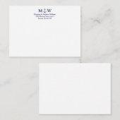 Carte De Correspondance Ancrage nautique marine bleu blanc couple monogram (Devant / Derrière)