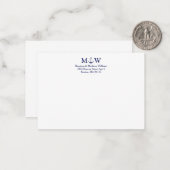 Carte De Correspondance Ancrage nautique marine bleu blanc couple monogram (Devant/Arrière en situation)