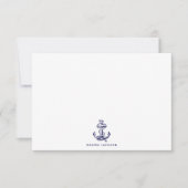 Carte De Correspondance Ancre Bleu Marine Thème Nautique (Devant)