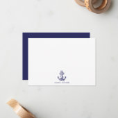 Carte De Correspondance Ancre Bleu Marine Thème Nautique (Devant/Arrière en situation)