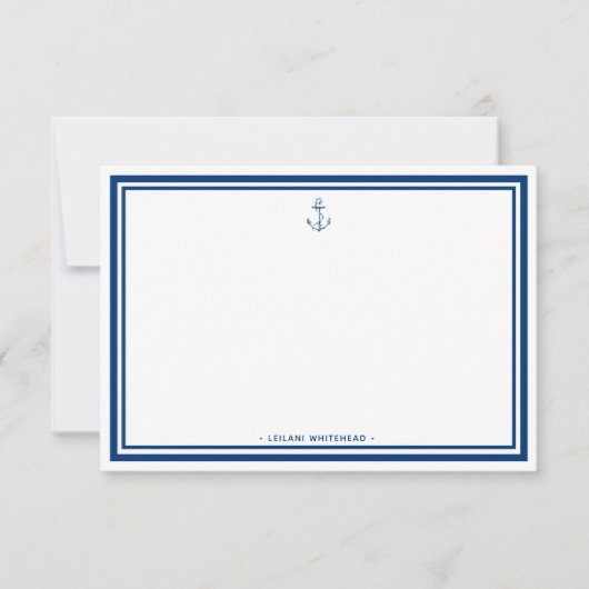 Carte De Correspondance Ancre bleue marine Personnalisée (Devant)