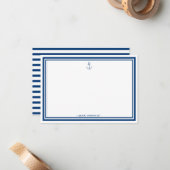 Carte De Correspondance Ancre bleue marine Personnalisée (Devant/Arrière en situation)