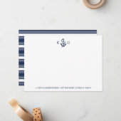 Carte De Correspondance Ancre nautique Monogramme Papier à lettres plat (Devant/Arrière en situation)