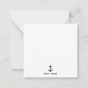 Carte De Correspondance Ancre nautique personnalisée Nom du bateau Capitai