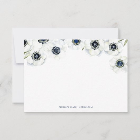 Carte De Correspondance Anémon de minuit | Mariage floral (Devant)