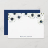 Carte De Correspondance Anémon de minuit | Mariage floral (Devant / Derrière)