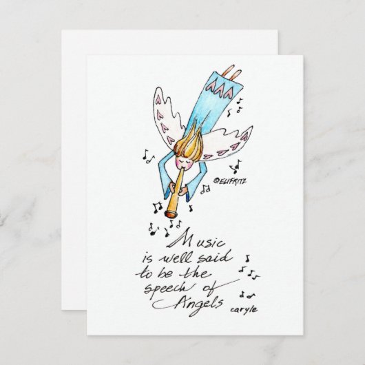 Carte De Correspondance Angle bleu simple avec trompette (Devant / Derrière)