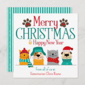 Carte De Correspondance Animal de compagnie Noël Chien Chat (Devant / Derrière)