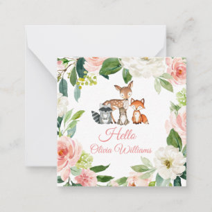 Carte De Correspondance Animaux boisés et fleurs roses rousses