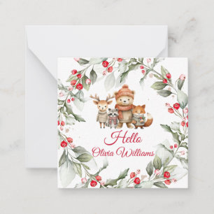 Carte De Correspondance Animaux de la forêt de Noël Baby Shower
