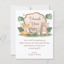 animaux de la forêt merci baby shower élégant