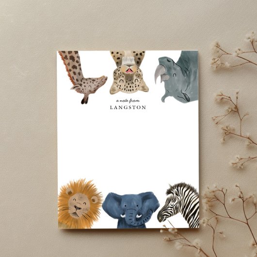 Carte De Correspondance Animaux de safari mignons pour enfants