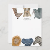 Carte De Correspondance Animaux de safari mignons pour enfants (Devant)