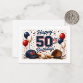 Carte De Correspondance Anniversaire 50 ans Baseball (Devant/Arrière en situation)