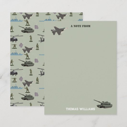 Carte De Correspondance Anniversaire Camouflage Militaire de l'Armée Vert (Devant / Derrière)