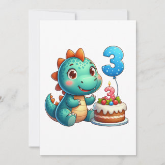 Carte De Correspondance Anniversaire de Dino 3 ans