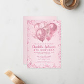 Carte De Correspondance Anniversaire de enfant de ballons de Parties scint (Devant/Arrière en situation)