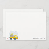 Carte De Correspondance Anniversaire de enfant du véhicule de construction (Devant / Derrière)