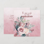 Carte De Correspondance Anniversaire de la femme rose Roses (Devant / Derrière)