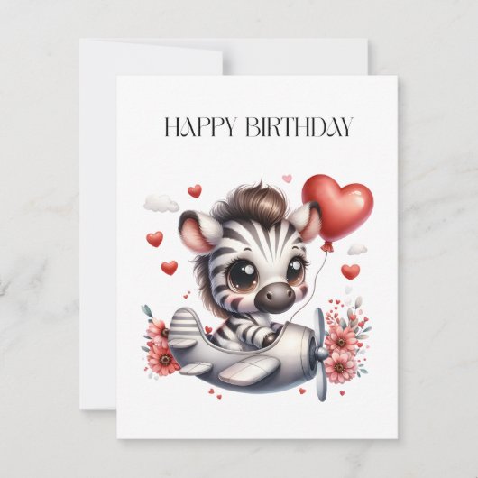 Carte De Correspondance Anniversaire de Zebra Pilot (Devant)