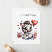 Carte De Correspondance Anniversaire de Zebra Pilot (Devant/Arrière en situation)